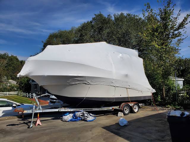 Winter boat shrink wrapping